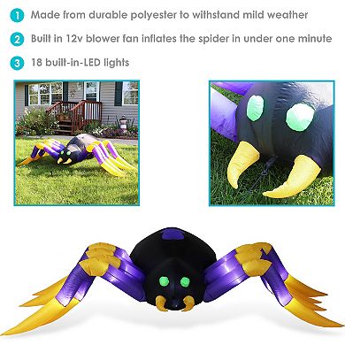 Sunnydaze 9 ft Terrifying Tarantula Spider Inflatable Halloween Decoration