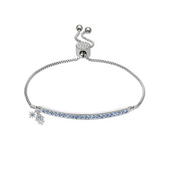 Brilliance Fine Silver Plated Blue Crystal Starburst & Hamsa Charm Adjustable Bracelet