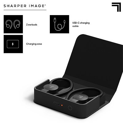 Sharper Image Soundhaven Sport True Wireless Earbuds hot with Qi Charging Case