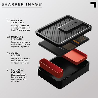 Sharper Image Wireless Valet Desk Organizer with Charging Pad