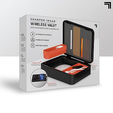 Sharper Image Wireless Valet Desk Organizer with Charging Pad