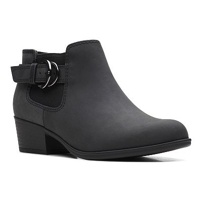 Ladies clarks black ankle boots on sale