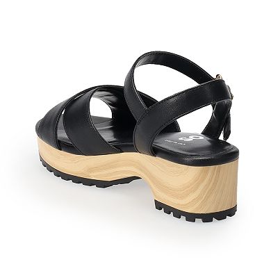 SO® Odette Girls' Faux Wood Bottom Sandals