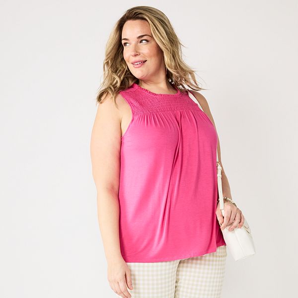 Plus Size Croft & Barrow® Smocked Tank Top
