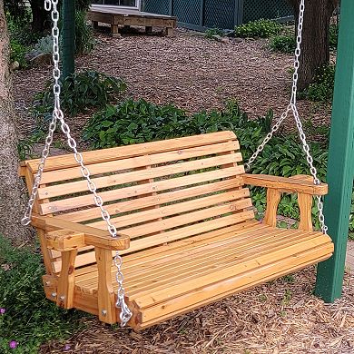 Sunnydaze 2-Person Wooden Porch Swing with Armrests/Chains - Traditional