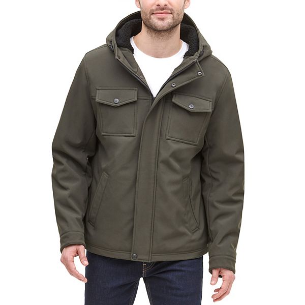 Men's Dockers Hooded Softshell Sherpa Lined Jacket