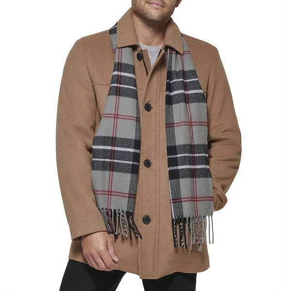Mens Dockers Wool Blend Coat with Scarf - Camel (XXL)