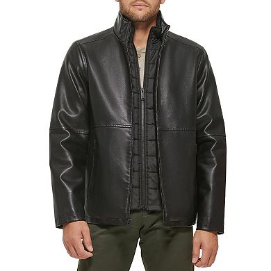 Men's Dockers Faux Leather Jacket with Quilted Bib