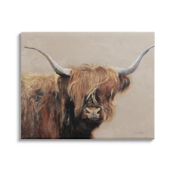 Stupell Home Decor Longhorn Highland Cattle Canvas Wall Art