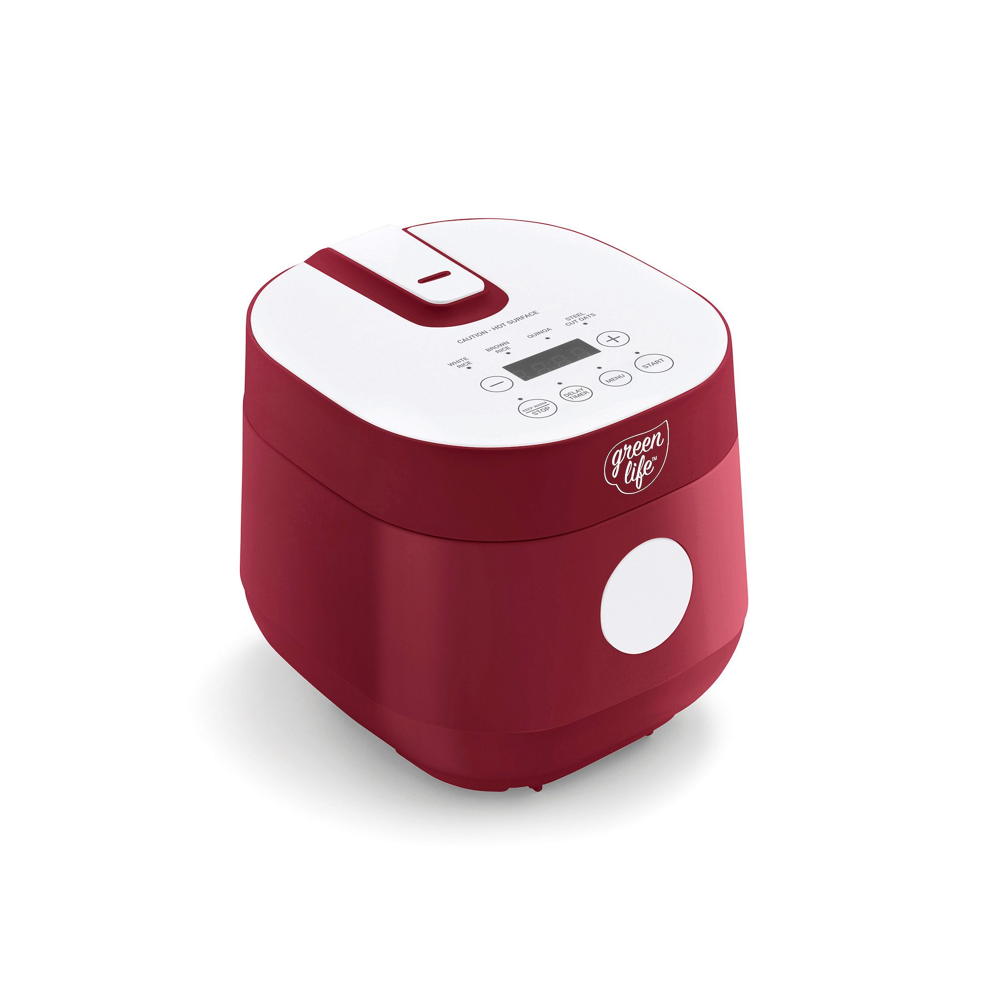 GreenLife 4-Cup PFAS-Free Ceramic Nonstick Rice, Oats & Grains Cooker, Red