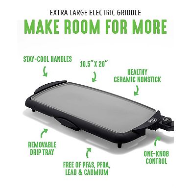 GreenLife 20" PFAS-Free Nonstick Ceramic Electric Griddle