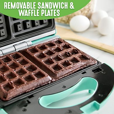 GreenLife PFAS-Free Nonstick Ceramic Waffle Sandwich Maker, Toaster, & Panini Press