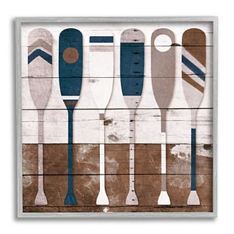 Stupell Home Decor Ocean Paddle Ores Distressed Framed Wall Art