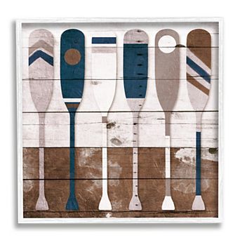 Stupell Home Decor Distressed Ocean Paddle Ores Framed Wall Art