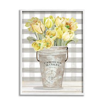Stupell Home Decor Yellow Country Tulips Plaid Framed Wall Art