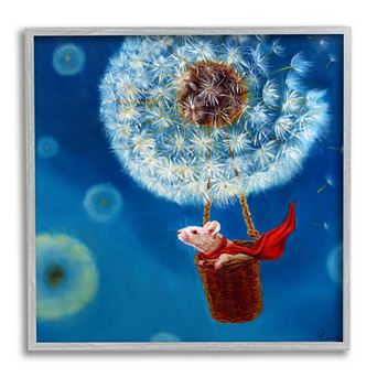 Stupell Home Decor Dandelion Mouse Hot Air Balloon Framed Wall Art