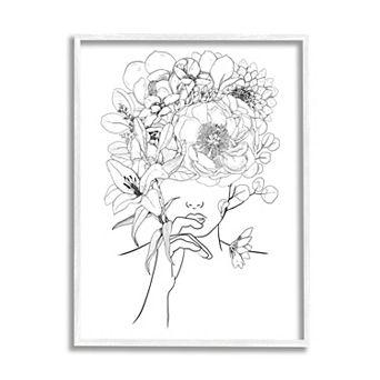 Stupell Home Decor Floral Bouquet Face Framed Wall Art
