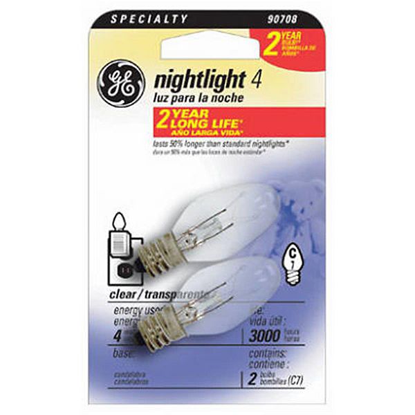 GE Lighting 43050 4W Clear Night Light Bulb 2 Pack