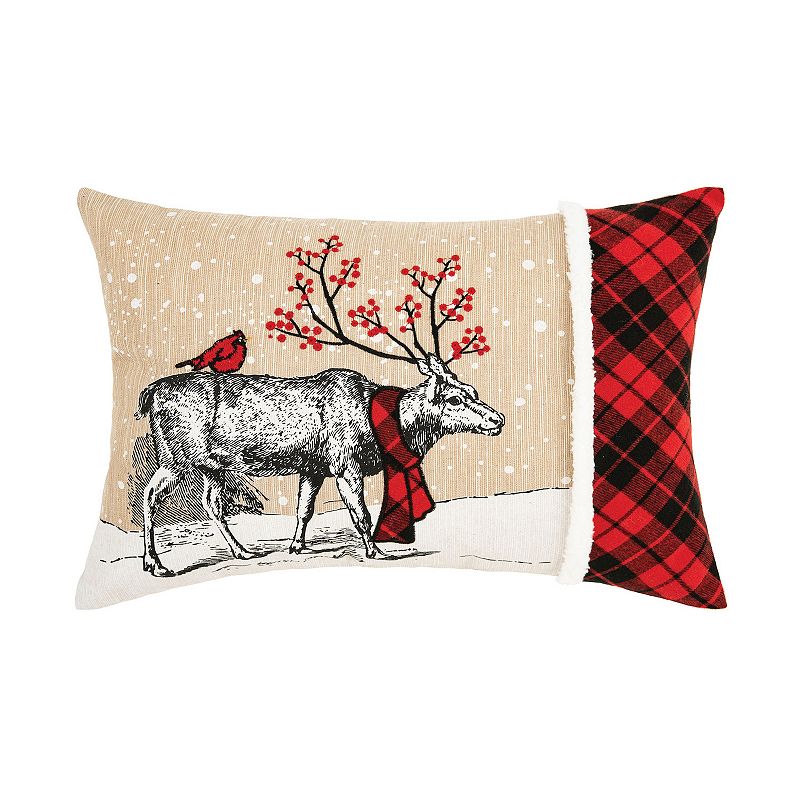 C&F Home Deer Rectangle Christmas Throw Pillow, Beig/Green, 13X18