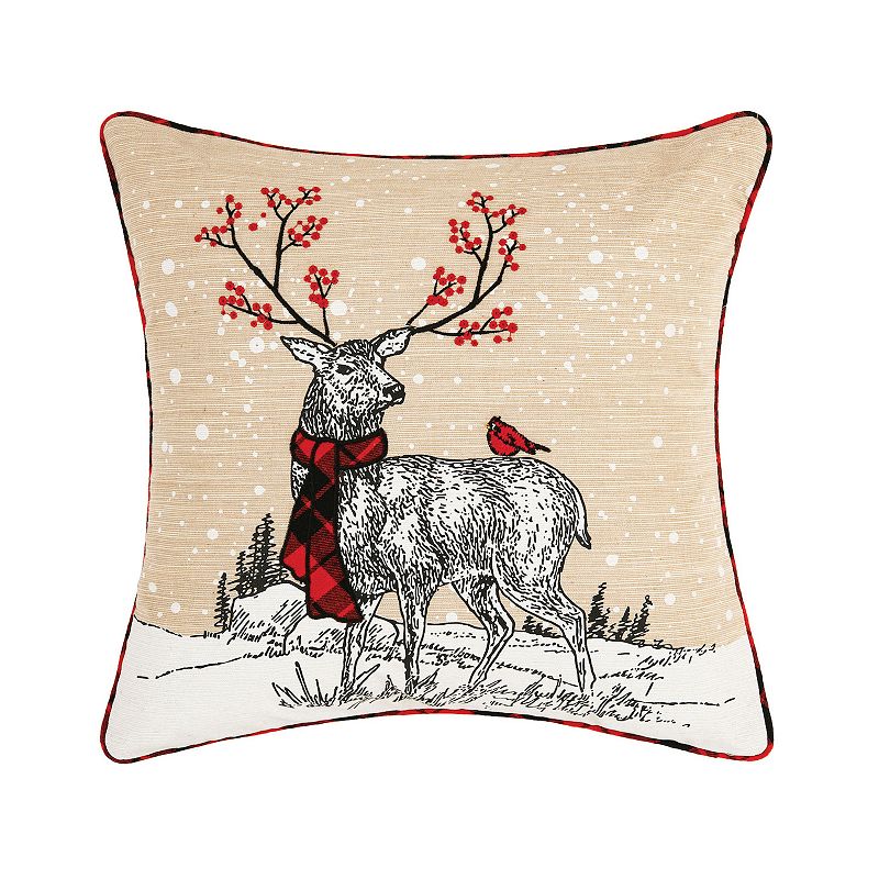 C&F Home Deer Christmas Throw Pillow, Beig/Green, 18X18
