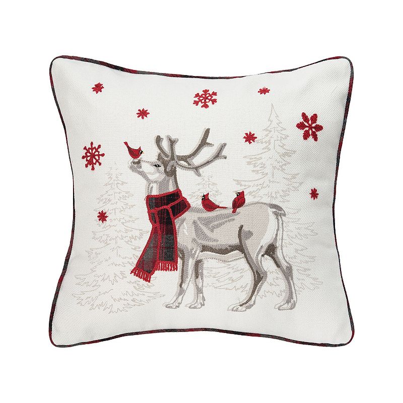 C&F Home Frosty Deer Christmas Throw Pillow, White, 18X18