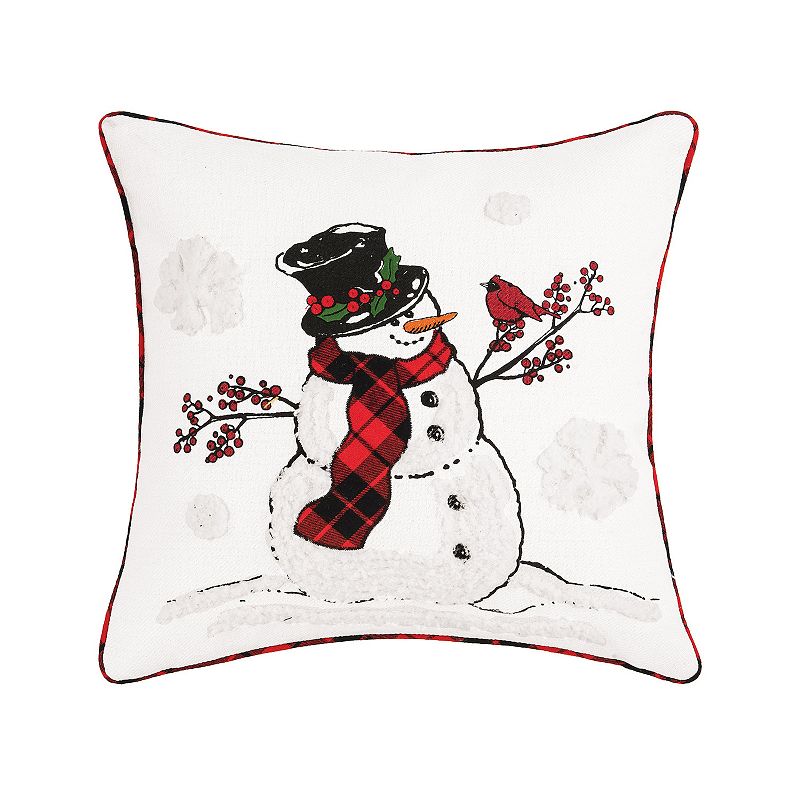 C&F Home Snowman Cardinal Christmas Throw Pillow, White, 18X18