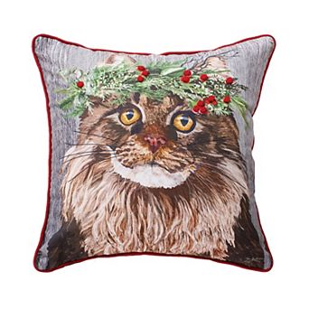 C&F Home Cat Flower Crown Christmas Throw Pillow