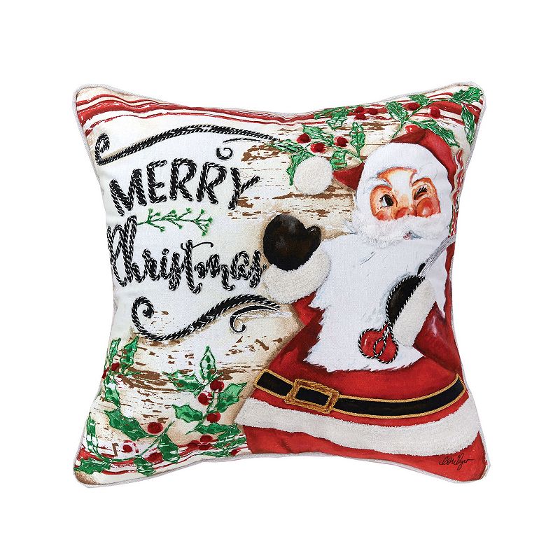 C&F Home Merry Christmas Santa Throw Pillow, Red, 18X18