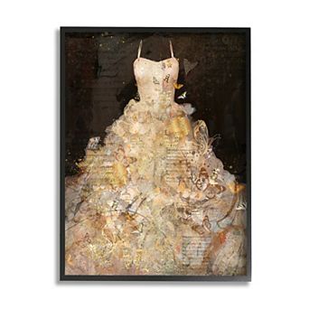Stupell Home Decor Evening Gown Collage Butterflies Framed Wall Art