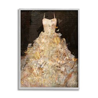 Stupell Home Decor Butterflies Evening Gown Collage Framed Wall Art