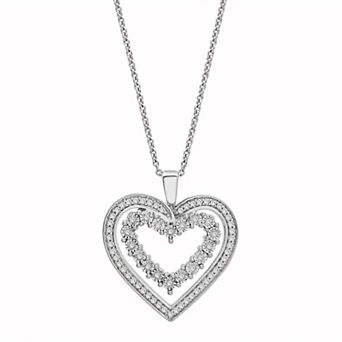 Sterling Silver 1/4 Carat T.W. Diamond Heart Pendant Necklace