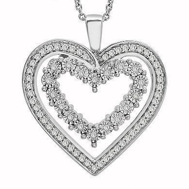 Sterling Silver 1/4 Carat T.W. Diamond Heart Pendant Necklace