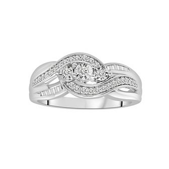 Sterling Silver 1/4 Carat T.W. Diamond 3-Stone Ring