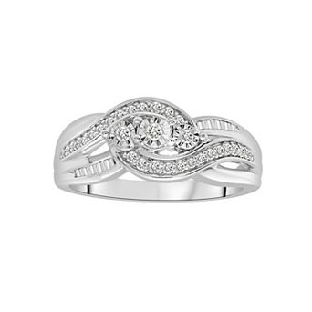 Sterling Silver 1/4 Carat T.W. Diamond 3-Stone Ring