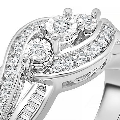 Sterling Silver 1/4 Carat T.W. Diamond 3-Stone Ring