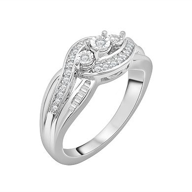 Sterling Silver 1/4 Carat T.W. Diamond 3-Stone Ring
