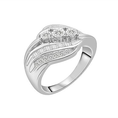 Sterling Silver 1/2 Carat T.W. Diamond 3-Stone Ring