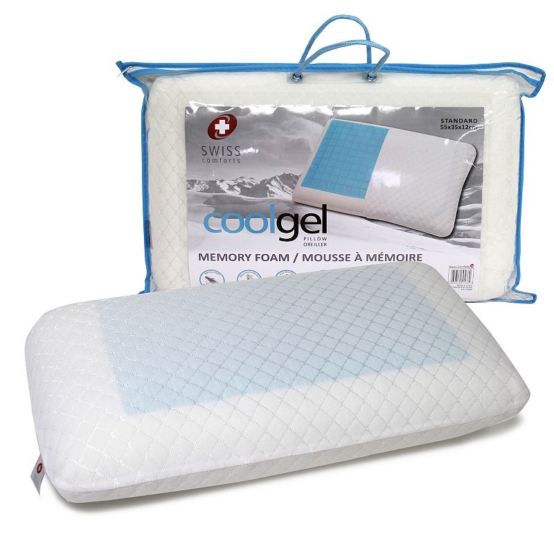 Swiss Comforts Cool Gel Memory Foam Pillow, White, Standard