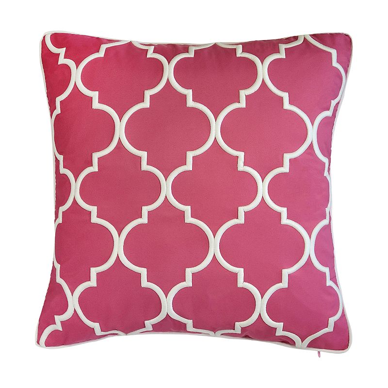 Edie@Home Indoor Outdoor Oversized Embroidered Quatrefoil Throw Pillow, Pin