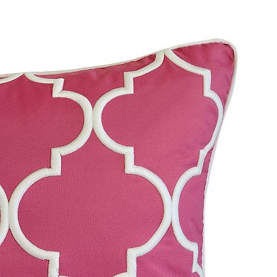 Edie@Home Indoor Outdoor Oversized Embroidered Quatrefoil Throw Pillow