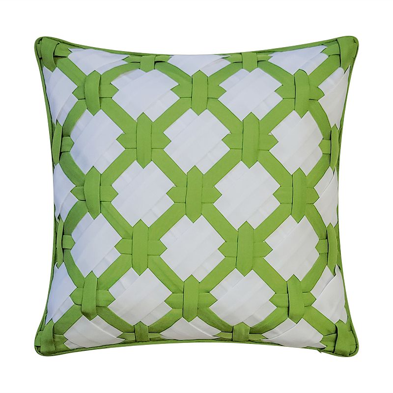 Edie@Home Indoor Outdoor 2-Tone Intricate Woven Throw Pillow, Green, 18X18