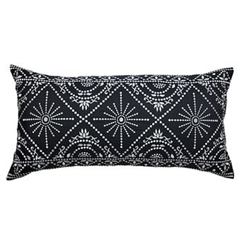 Edie@Home Indoor Outdoor Embroidered Tile Oblong Throw Pillow