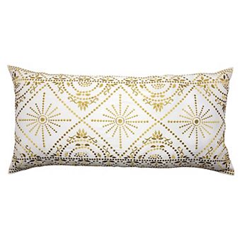 Edie@Home Indoor Outdoor Embroidered Tile Oblong Throw Pillow