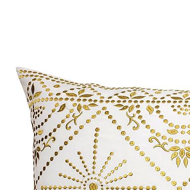 Edie@Home Indoor Outdoor Embroidered Tile Oblong Throw Pillow