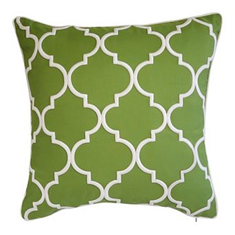Edie@Home Indoor Outdoor Oversized Embroidered Quartrefoil Throw Pillow