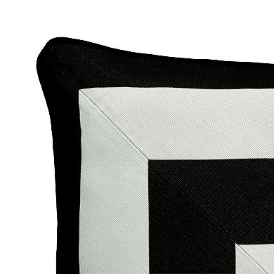 Edie@Home Indoor Outdoor Reversible Raffia Mitered Stripe Throw Pillow