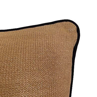 Edie@Home Indoor Outdoor Reversible Raffia Mitered Stripe Throw Pillow