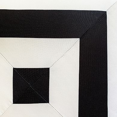 Edie@Home Indoor Outdoor Reversible Raffia Mitered Stripe Throw Pillow