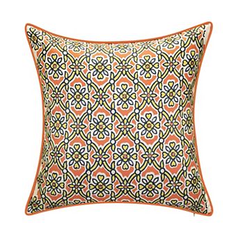 Edie@Home Indoor Outdoor Reversible Antique Tile Print Throw Pillow