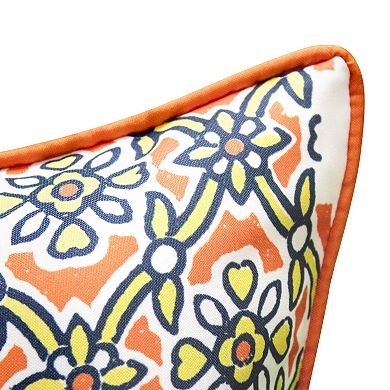 Edie@Home Indoor Outdoor Reversible Antique Tile Print Throw Pillow